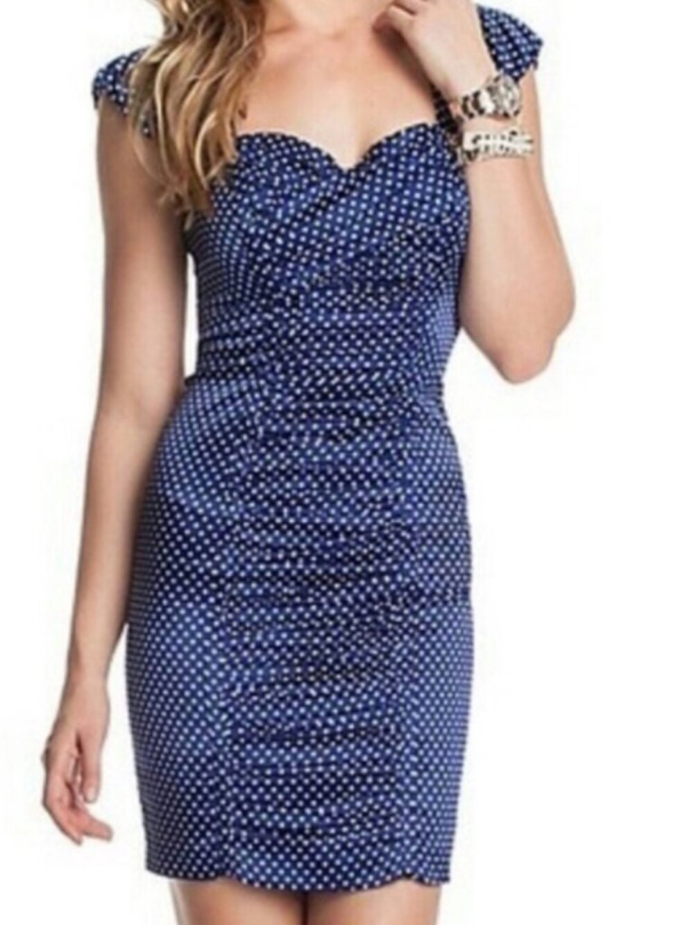 Guess Blue and White Polka Dot Pinup / Retro Style Dress - Size US 6